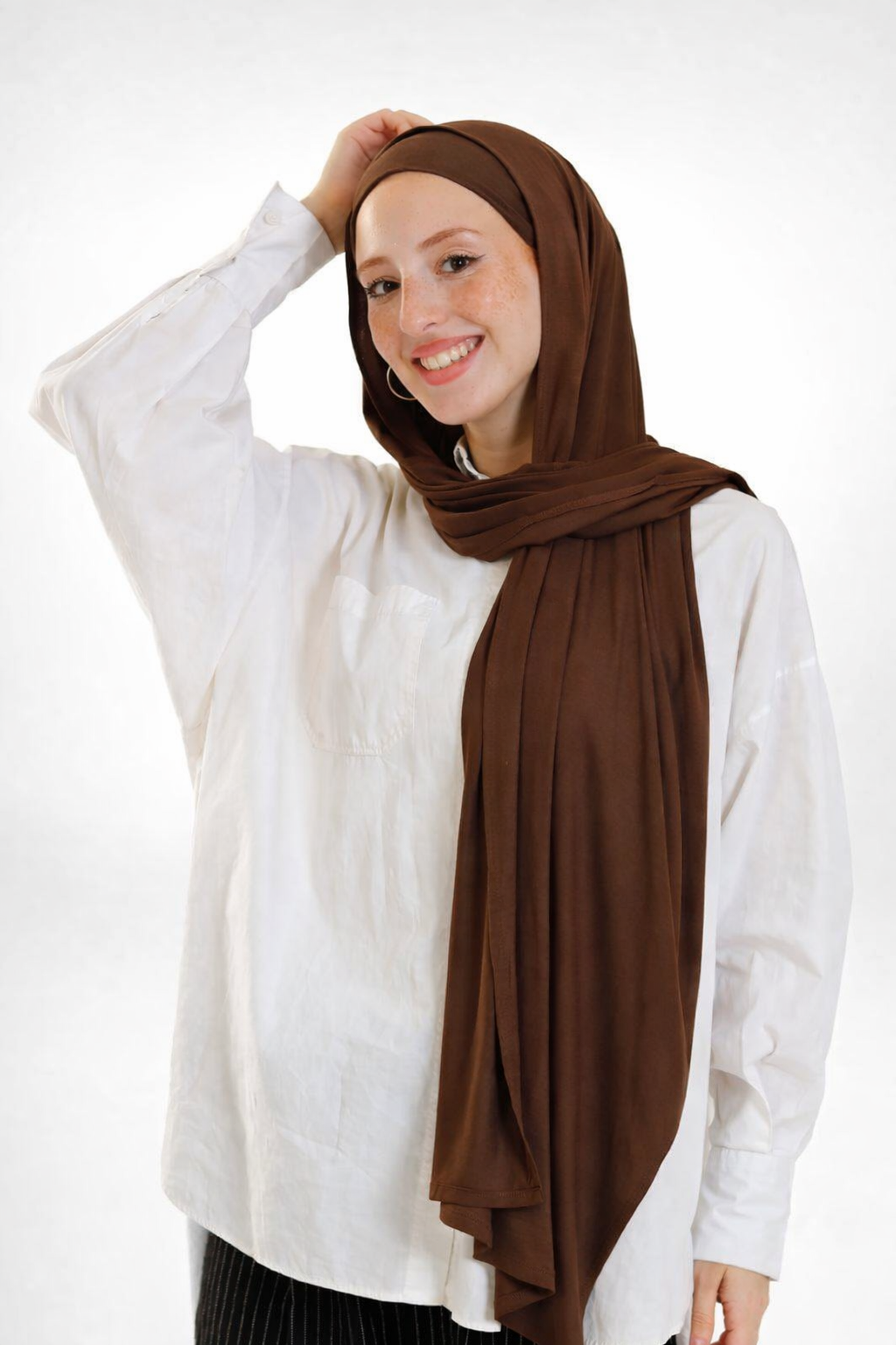 شال قطن مع قمطة ربط بنفس اللون – مريح وثابت